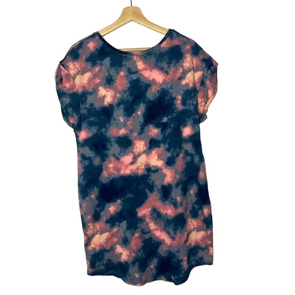 H by Halston Studio Blue & Pink Tie Dye Short Sleeve T-Shirt Mini Dress L - Picture 2 of 4